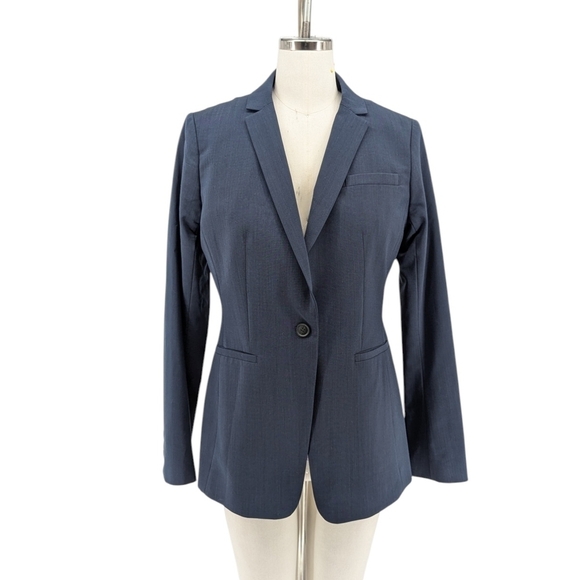 Banana Republic Long Lean Blazer Navy 4 wool blend preppy Business casual office - Picture 1 of 10